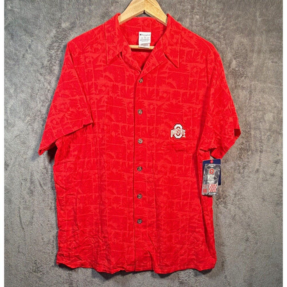 Champion Ohio State Buckeyes Button-Up Shirt Red Size L Officially Licensed